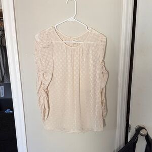 Max Studio Cream Textured Ruffle-Sleeve Blouse